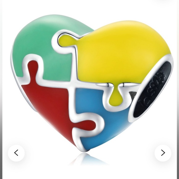 ❤️💙💜💛💚🧡SILVER HEART JIGSAW PUZZLE CHARM FOR AUTISM AWARENESS🧡💚💛💜💙❤️ - Picture 8 of 9